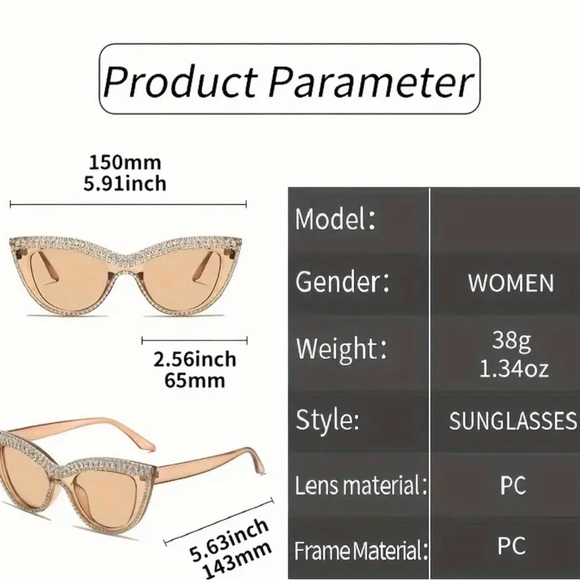 Sunglasses Black Cat Eye Rhinestone Sunglasses - Picture 3 of 3